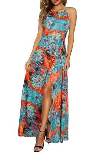 Image of KILIG Women's Summer Floral Beach Flowy Split Maxi Long Dresses