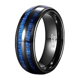 Homxi Anillos Grabados Personalizados de Tungsteno para Hombre, 8MM con Grano de Madera, Anillos Negro Hombre Talla 26(66mm)