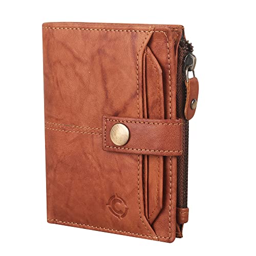 Image of Men's Button Lock Leather Wallet Vertical Bifold Wallets for Men with Multiple Cards Slots and Coin Pocket| Wallet with Card Holder for Men