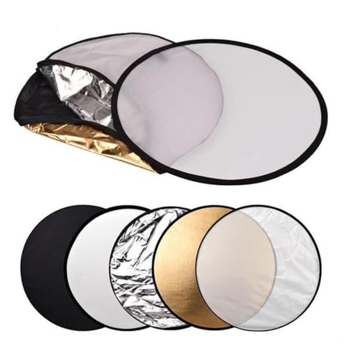 Image of SMILEDRIVE 5-in-1 Photography Reflector 110cm (43 inch) | Collapsible Multi-Disc Light Reflector, Translucent Diffuser, Silver, Gold, White, Black, Carrying Bag Included