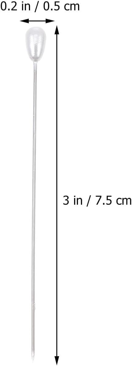Totority 2 Boxes 100pcs 5x75mm White Teardrop Pearl Head Straight Pins for Wedding DIY Sewing Locating Corsage Embroidery Craft Supplies