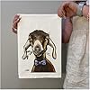 Goat Tea Towel - Goat Flour Sack Towel - Goat Kitchen Towels - Farmhouse Goat Kitchen Decor - Goat Lover Gifts - Goat Gifts for Mom - 27x27" Hand printed in NC - Direct from the artist, Lee Keller #1