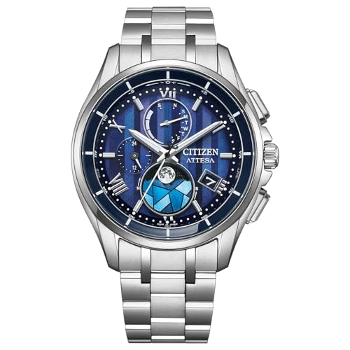 20% off - [CITIZEN] 腕時計 メンズ ATTESA BY1000-51L 限定 DEAR Collection 電波時計 軽量 チタン 防水 ムーンフェイズ 光発電エコ・ドライブ シルバー ブルー 青 青文字盤 ペアウォッチ サファイアガラス 秒針 日付 アナログ ビジネス ギフト 電波ソーラー