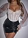 KWSTAIN Off The Shoulder Tops for Women White Lace Mesh Sheer Puff Lantern Long Sleeve Sexy Corset Tops for Women Going Out (White,XS)