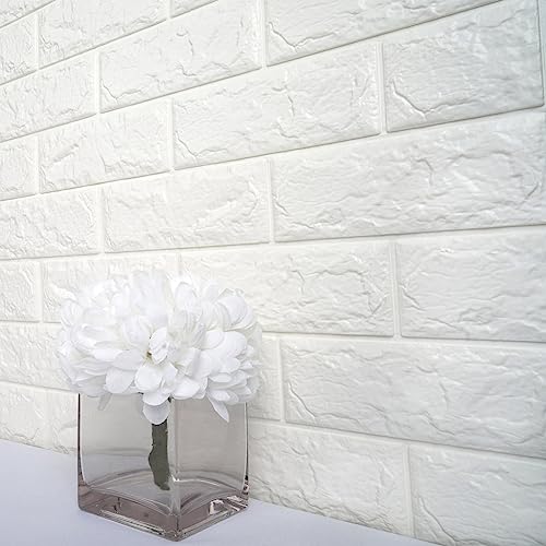 Efavormart 10 Pcs 58 Sq.ft White Self-Adhesive Wall Panels 3D Faux Waterproof Foam Bricks Sticker Foam Wall Home Decor #TOP3