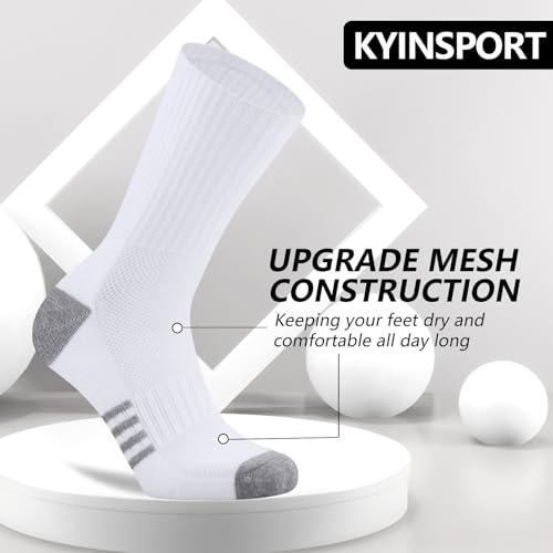 Image of Men's Cushioned Crew Socks 6 Pack Cotton Running Athletic Socks Sport Daily
