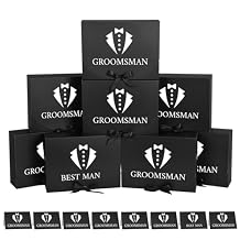 8Pack Groomsmen Proposal Box ، 10.6x7.9x3.1 علبة هدايا بوصة مع بطاقة وشريط 7 رفقاء ، 1 أفضل رجل - هل ستكون رفقائي