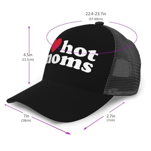 I Love hot Moms Unisex Mesh Baseball Caps - Classic Adjustable Hat2