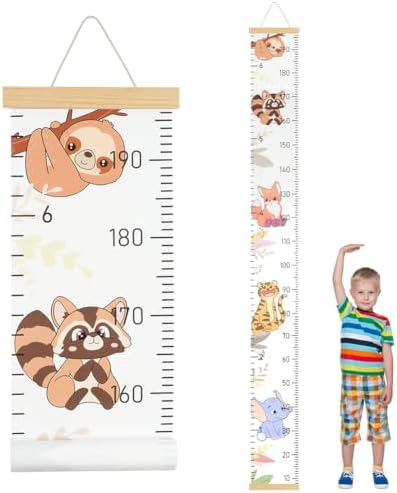 Aolso Kinder Messlatte, Größenmesser für Kinder, Massband Kinder, Baby-Wachstumstabelle, Wandbehang-Wachstumstabelle, Dekoration Kinderzimmer, Messlineal für Babys, Mädchen, Jungen