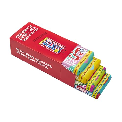 Tony's Chocolonely Milk Chocolate Variety Pack Gift Box, 180 g x 4 Bars (Everything Bar, Rice Crispy Caramel, Chip Cookie and Pecan Crunch) - Belgian Fairtrade Chocolate