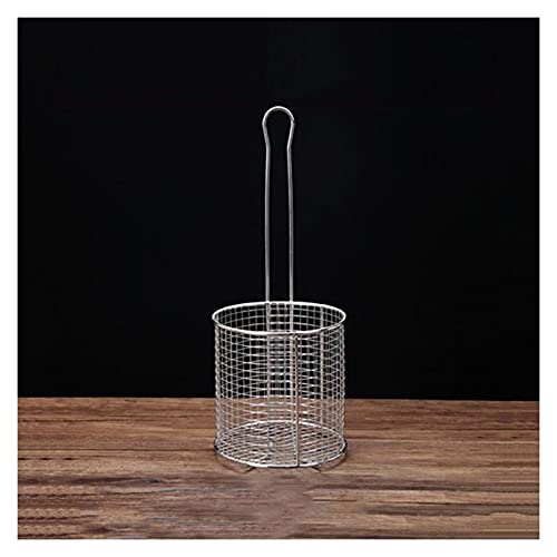 Cestini per friggere per patatine fritte, colini per alimenti, friggitrice, colino per olio, in acciaio inox, rotondo, con manico, per casa, ristorante, hotel