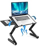 LORYERGO Laptop Stand - Adjustable Laptop Stand w/2 CPU Cooling Fans, Laptop Desk w/ Mouse Pad, Laptop Lap Desk for Bed & Sofa, Fits up to 15.6' Laptops, Ergonomic Desk Stand for Laptops - LELS01
