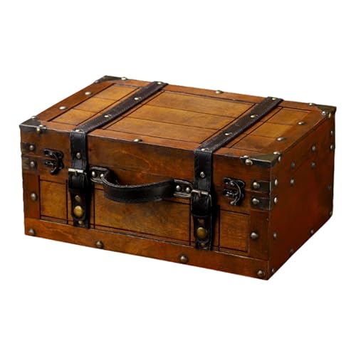 Caja de almacenamiento de madera antigua para joyas y tarjetas 3