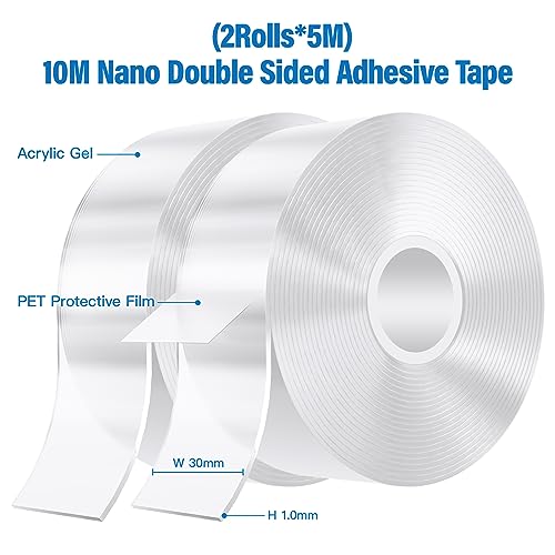 kinkaivy 10m Doppelseitiges Klebeband Extra Stark Transparent, 3cm – Ansicht 2