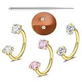 MODRSA Gold Nose Hoops 18 Gauge Horseshoe Nose Ring Hoop 18G Half Hoop Earring Hoops for Women 3pcs Daith Earring Gold Tragus Helix Piercing Jewelry Septum Ring