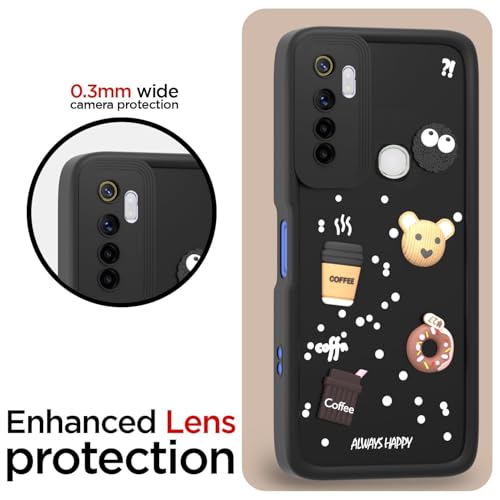 Image of Bintage Cute Fun Taddy| 3D Ball Bear| Donut| Coffee Rubber Case Full Body & Camera Protection Back Cover Compatible for Infinix Hot 9 / Hot 9PRO - Black