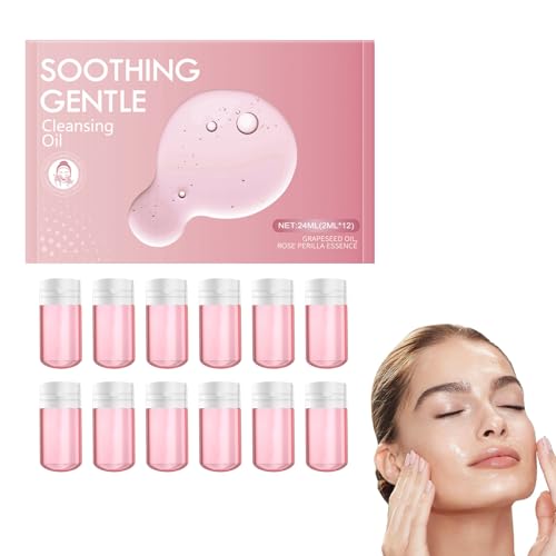 HASAIKA® Make Up Entferner Öl, Reinigungsöl für Gesicht, Sanfte Reinigung, Porenkontroll-Öl, feuchtigkeitsspendend und pflegend für alle Hauttypen (2ml*12 Flaschen)