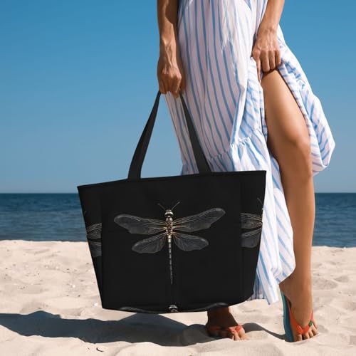 Sac imperméable libellule noir idéal pour vos sorties à la plage cet été