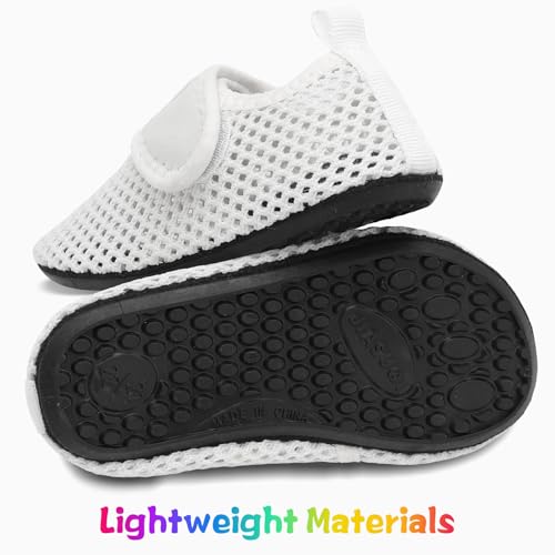 Infant Water Shoes Water Socks for Baby Beach Swim Pool Shoes Outdoor Mesh White 0-6 Months - Thumbnail 4