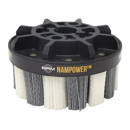Image of Brush Research ADT12538180 Nampower Turbine Style Abrasive Disc Brush, Combination Silicon Carbide /Ceramic Filament, 125mm Diameter, 38mm Bristle Length (Pack of 1)