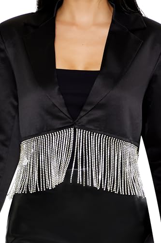 Forever 21 Women's Rhinestone Fringe Cropped Blazer3