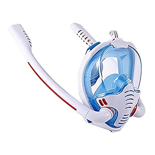 Full Face Silicone Snorkel Mask, 180° Seaview Easy Breathing Double Tube Full Dry Mask, Suitable for Men Women Adults Youth Use