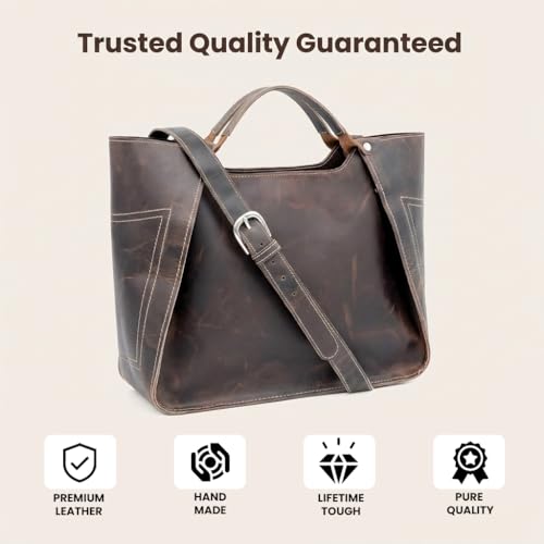 The Tannery Large Genuine Full Grain Leather Tote Bag for Women, Purse for Work Travel and Everyday Use, Stylish Durable Shoulder Handbag with Zipper Fits Laptop, Thanks Giving (Dark Brown) by The Tannery - Image 9