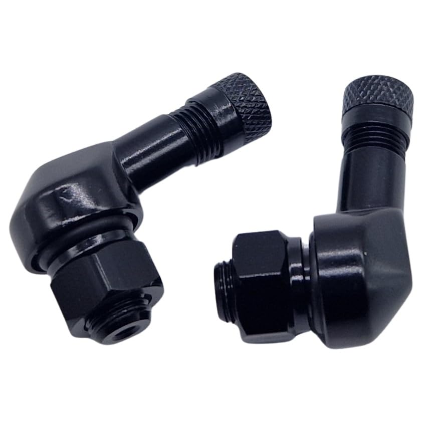 Felgenfactory 2X Motorrad Alu Winkelventil Schwarz 8,3mm Ventile Eckventil Ventil