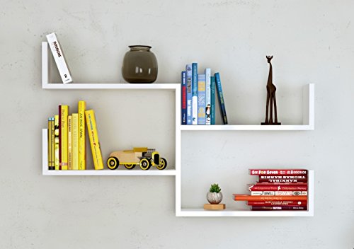 HOMIDEA Fresh Étagère Murale - étagère à Livres pour décoration de Salon en Bois dans Un Design Moderne (Blanc) Cover