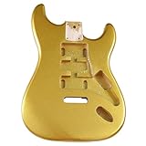 HAGJII Madera De áLamo Cuerpo De Guitarra Sin Terminar Para Estilo St, Eléctrica Barril De Guitarra Pieza De Recambio Brillo Dorado Profesional Accesorio De Guitarra Para Bricolaje