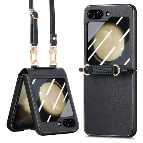 Étui lanière Samsung Z Flip 5 protection intégrale noire pour sorties et voyage