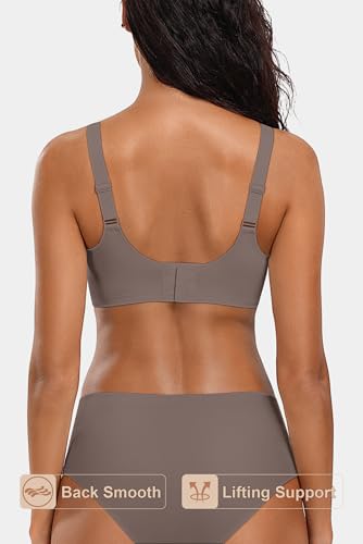 Image of Vertvie Women Seamless Jelly Bras No Underwire Supportive Wireless Push Up Full Coverage Bralette Comfy Scalloped T-Shirt Bra