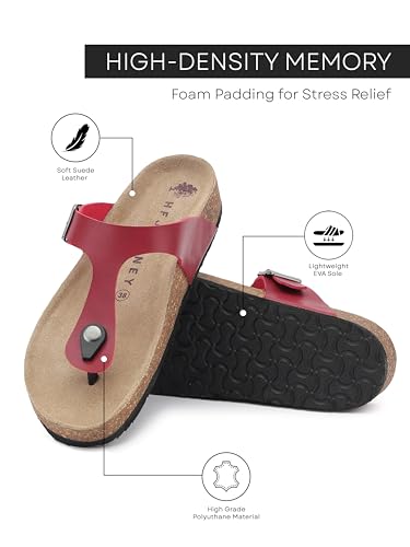 Image of HF JOURNEY Women's Cork Footbed Thong Sandal,Slip On Entry,(Size 36-41) PU, Casual Lounging Slipper, EVA Sole, Flat Heel, Anna Carina 2.0
