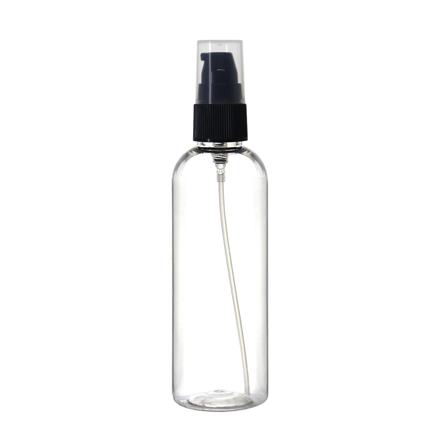 100ml Clear Plastic Round Empty Refillable & Reusable Bottle With Black Serum Pressed Pump Dispenser For Liquid, Lotion Cream, Shampoo, Cosmetic & Multipurpose (PACK OF 12)-image-37