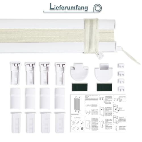 Foto von Plissee ohne Bohren Klemmfix 35x100cm(BxH) Beige Jalousie Sonnenschutz Easyfix Faltrollo Lichtdurchlässig Rollo für Fenster & Tür Buseu