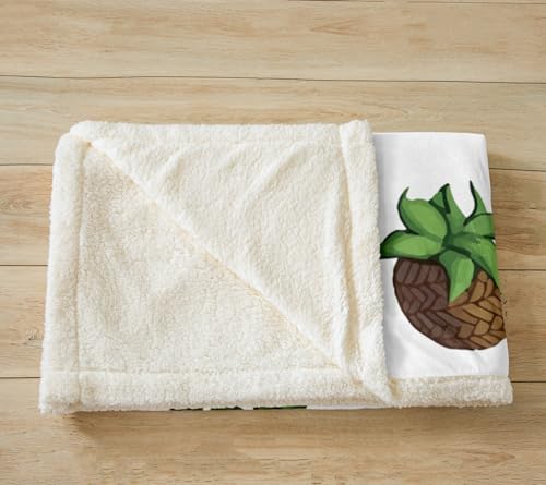 Feelyou Cobertor de lã de ovelha com estampa de cacto, manta de pelúcia suculenta para sofá adulto e