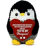 Gifts for Her from Husband, Handmade Crochet Emotional Mini Funny Penguin, Romantic Birthday Wedding Anniversary Valentines Gifts for Women, Wife, Small Cute Decor Present for Her