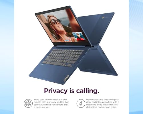 Image of Lenovo IdeaPad Slim 3 Chromebook 14 inch FHD Touchscreen Laptop, MediaTek (8-Core) CPU, 4GB RAM|64GB eMMC+64GB USB Flash Drive| Chrome OS| Wi-Fi 6| SD Card Reader| Blue| for Business & Students|RK Bundle