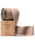 Vitalizart Brown Linen Ribbon with Spool 1.5' x 5Yd Rustic Frayed Cotton Linen Ribbon...