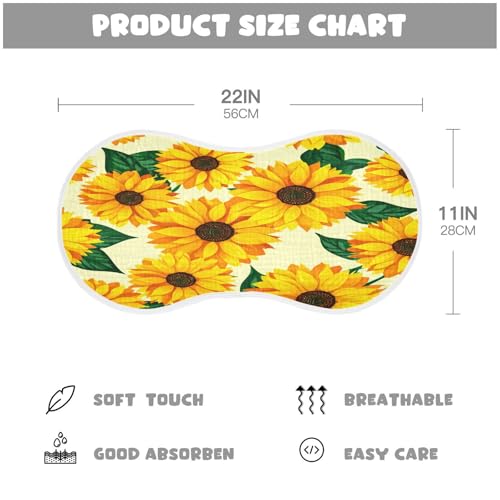 Sunflower Muslin Baby Burp Cloths, 22x11 Inch Soft Absorbent Cotton Burping Rags Baby Washcloths for Newborn Boys Girls, 2 Pack2