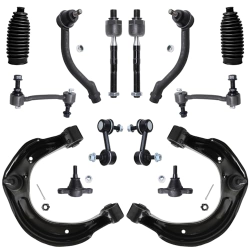 Image of Detroit Axle - Front End Kit for Hyundai 2008-2011 Azera 2009-2010 Sonata, 2 Upper Control Arms with Ball Joint 4 Front Rear Sway Bars 4 Outer Inner Tie Rods 2 Lower Ball Joints 2 Boots Replacement