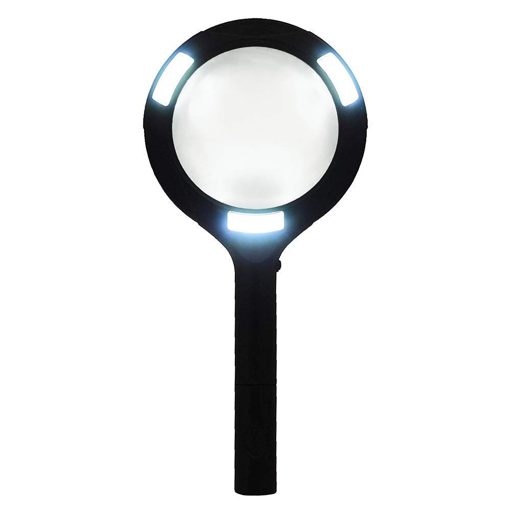 3-Fach beleuchtete Handlupe mit ultraheller COB-LED-Beleuchtung für Schmuck, Münzen, Hobbys, Lesen, Beobachten, Basteln und mehr.