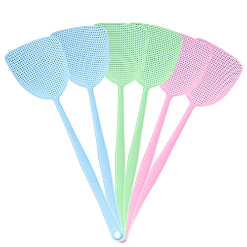 WOWOSS Matamoscas Mano 6Pcs Swatter de Mosca Plastico Mango Durable Pala Matamoscas de Plástico Control Plagas, Ayudante de Cocina (44.5x12cm) Cover