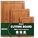 Zeawec 3-Piece Set Bamboo Cutting Board for Kitchen - Crack-Resistant Wood Chopping Boards with Deep Juice Grooves, Pre-Oiled Butcher Block for Meat, Vegetables & Cheese, Carbonized