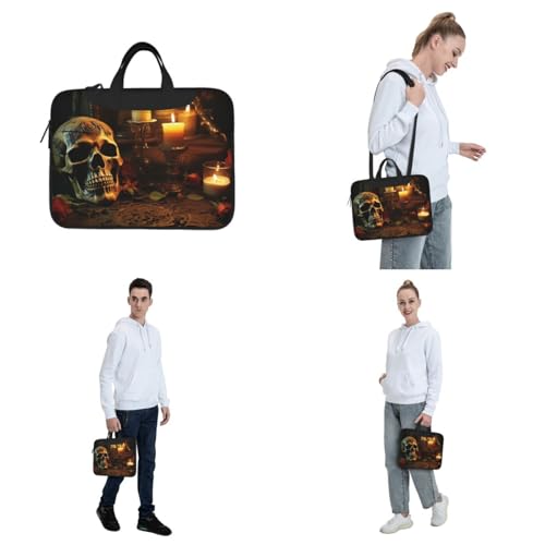 Maletín para portátil con diseño de calaveras y velas miniatura 7