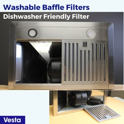 Vesta Milan 30 Inches 800Cfm Stainless Steel European Style Wall Mount Range Hood With Led Lights Touch Screen Round Front Edges #TOP3