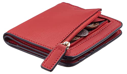 Image of Gostwo Small Wallet for Women, Slim Bifold Credit Card Holder, Compact RFID Blocking Cash Wallet, Billfolds Thin Leather Zipper Pocket, Mini Wallet Gift for Ladies Teen Girls Travel with ID Window