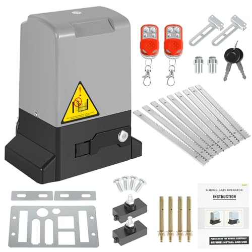Yakimz 370W Motor Puerta Corredera, control Bluetooth Motorreductor para cancelas correderas de hasta 800 kg, 12M Motorreductor para cancelas de patio, con 2 mandos a distancia