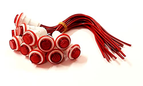 ERH India 12 Pcs Neon Light Bulb Panel Indicator Plastic Body Red Color Light Lamp 220v-240v AC for for Industrial Control Systems etc.