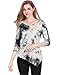 Allegra K Women Long Sleeves Tie-Dye Handkerchief Hem Slim Top